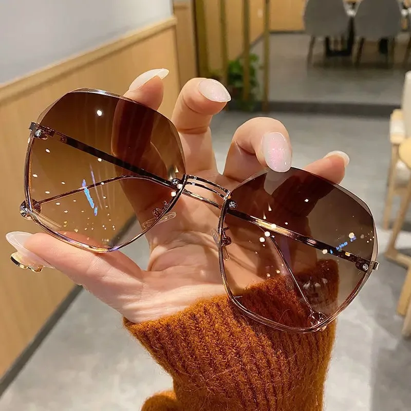 Sunglasses Uv400 - Brand Design Fashion New Polygonal Metal