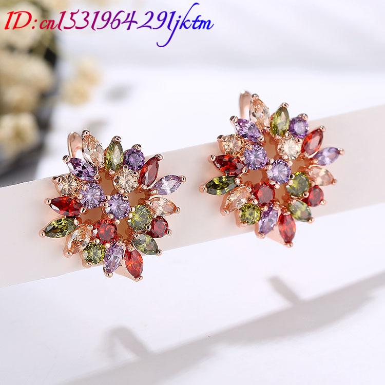 Natural Crystal Flower Earring - Gold Plated Jewelry review and price