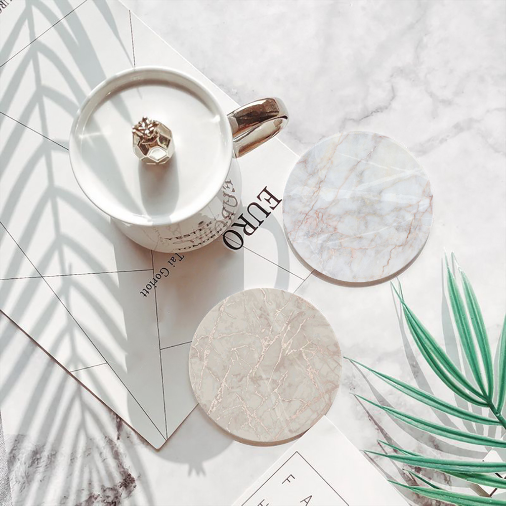White Marble Coaster  Absorben - Marble Coaster Set review and price
