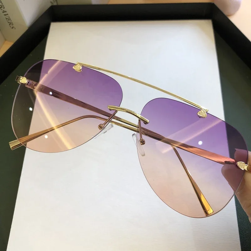 Vintage Rimless Alloy Aviation - Sunglasses Uv400 review and price